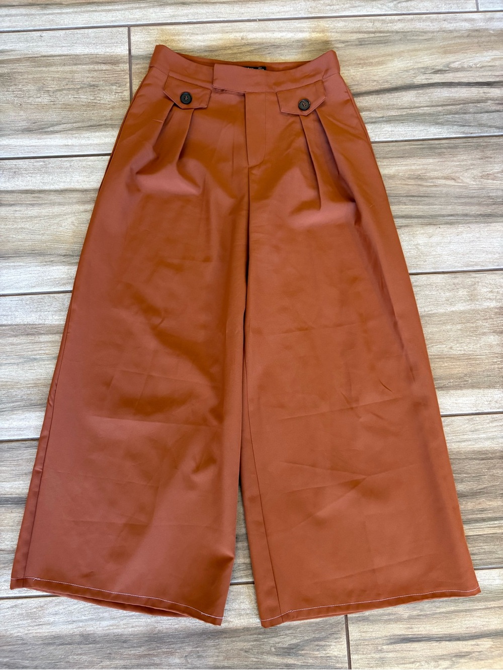 Nasty Gal Rust Wide Leg High-Waist Pants Sz2